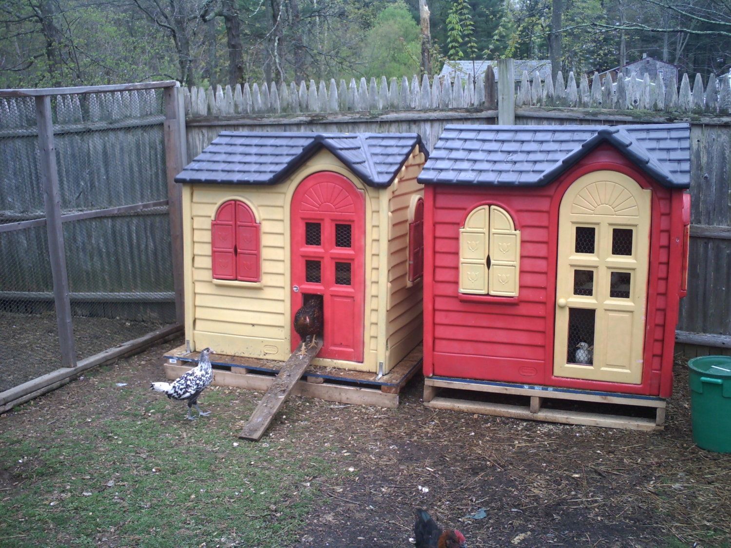 my upcycled playhouse chicken coops!