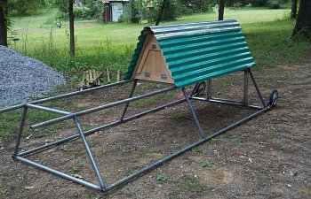 Two-level A-frame from repurposed chain link fence top rail