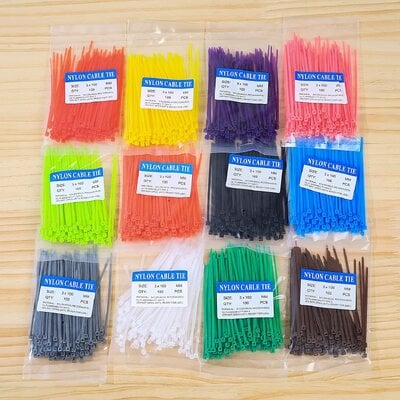 1200 Piece Zip Tie Kit - 12 Colors