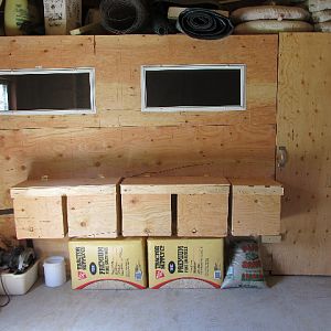 this is a pic of my nesting boxes which are on the inside of the shed area vs inside the coop area