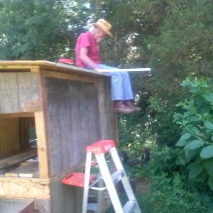 my Dad building the first part of the coop this summer :)