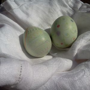 decorated natural color eggs.  colored pencil.