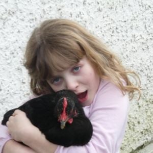 my neice and her hen blackie