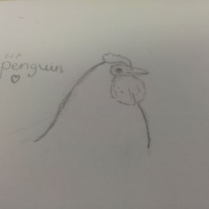 Drawing of Penguin in art class