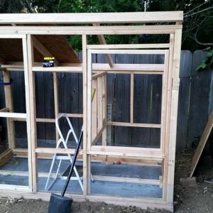 Weekend 2: The frame is completely built.  Moved it to its spot in the yard.  Leveled it.