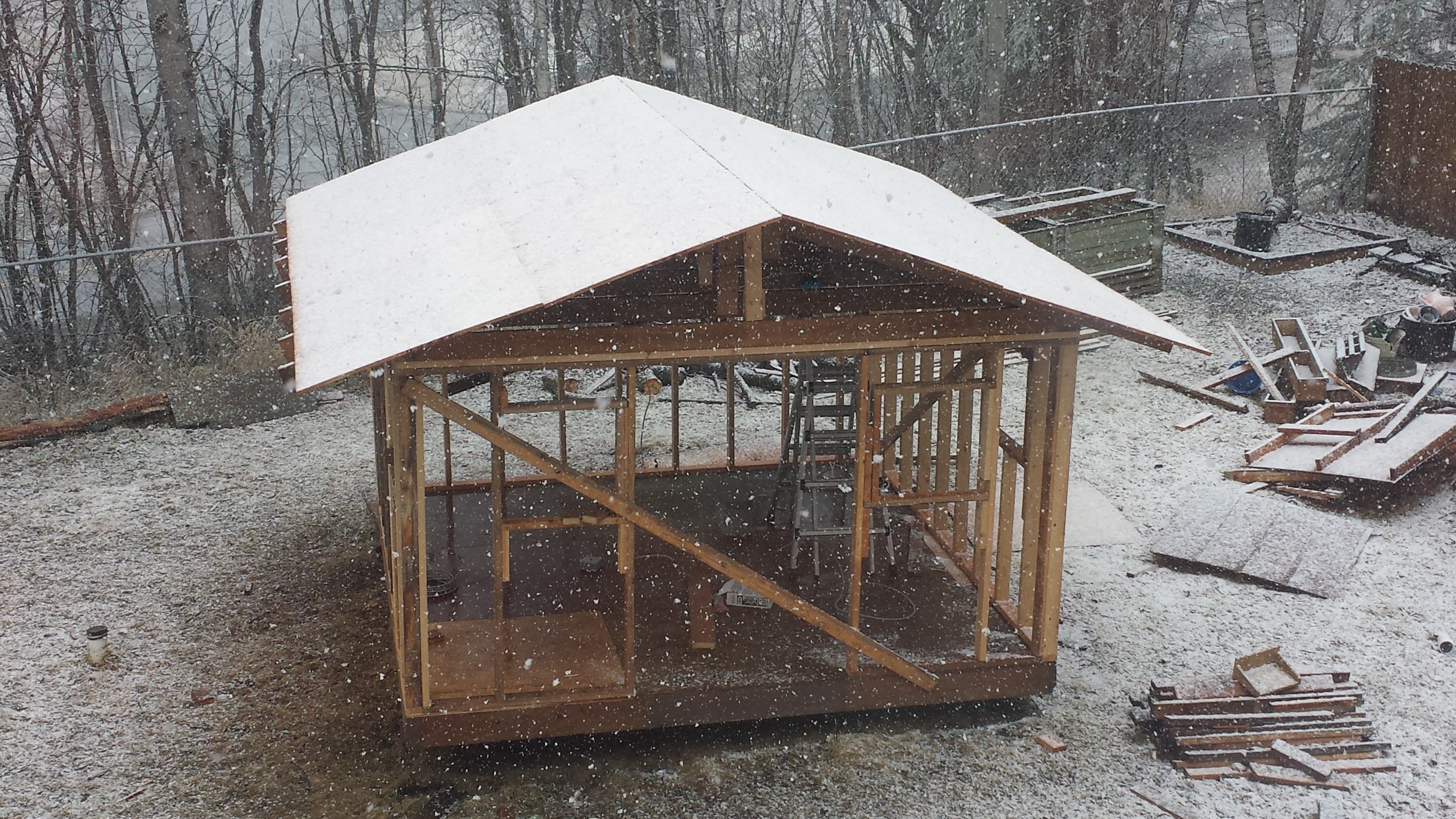 First night with the roof on and it Snowed...