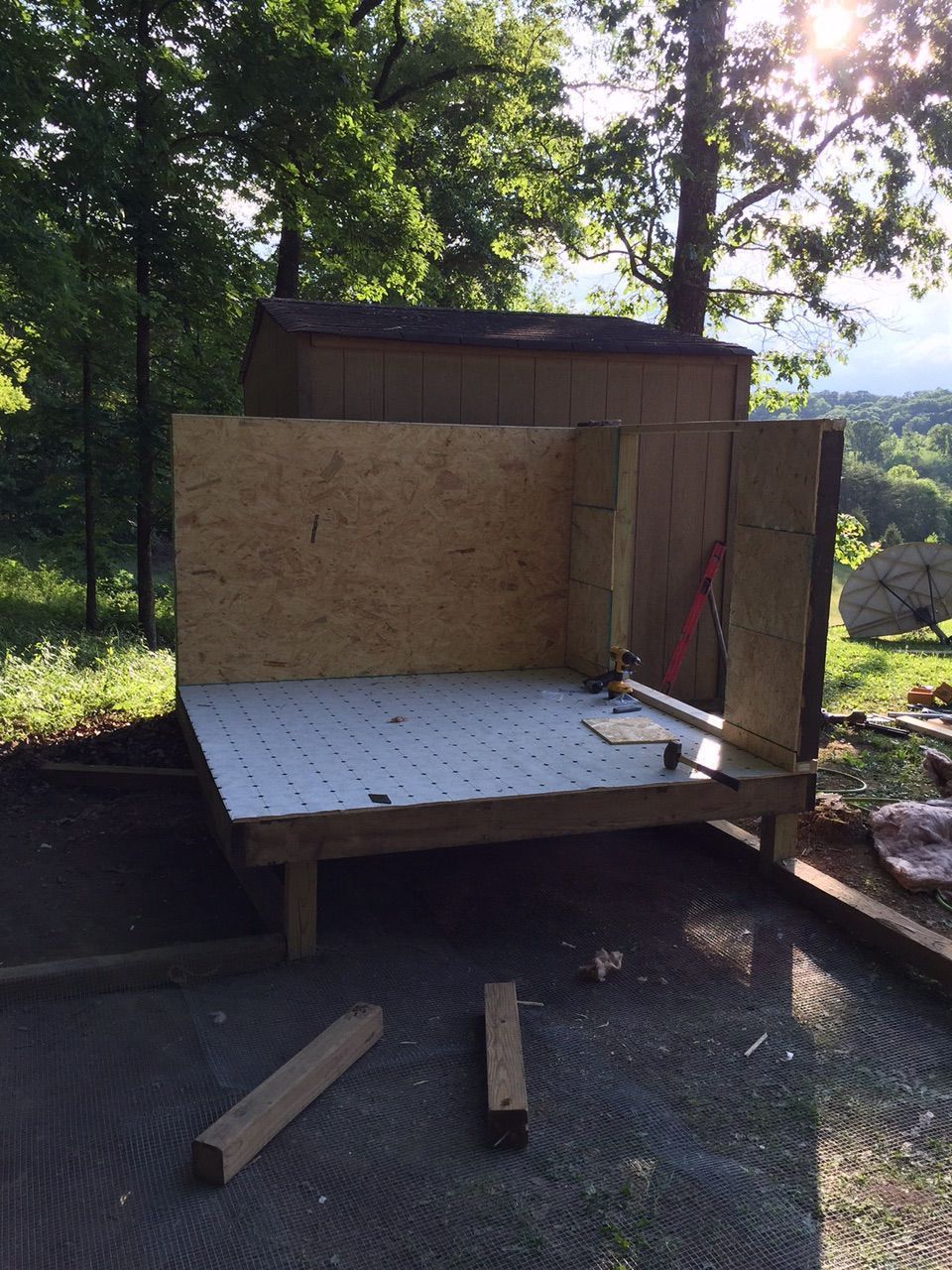Large door on one side for easy access for cleaning the coop