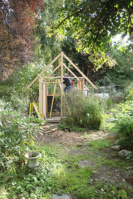 New Tudor style chick house is in the heart of the garden.