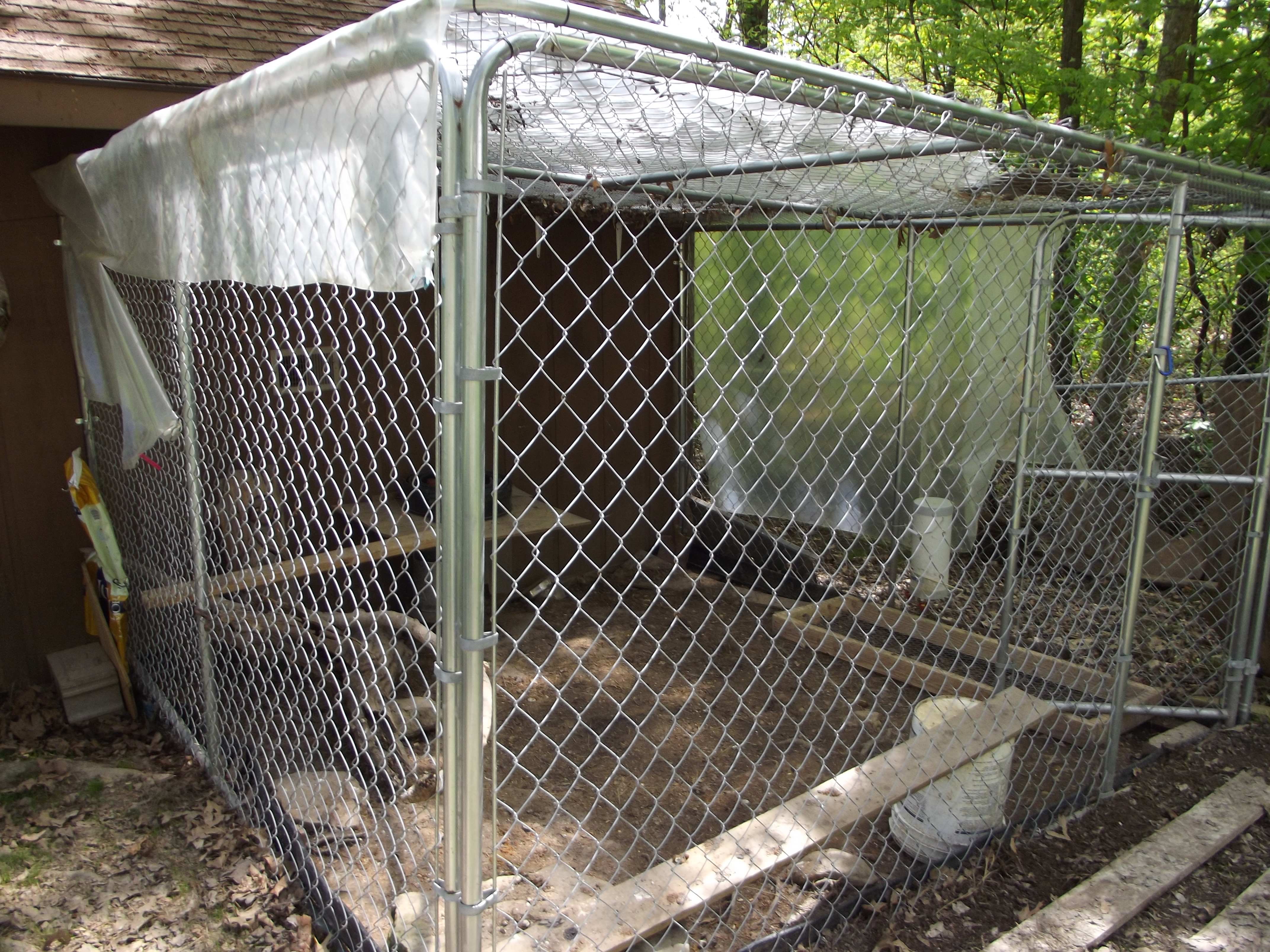 this is my chicken run. has an automatic door to the coop.