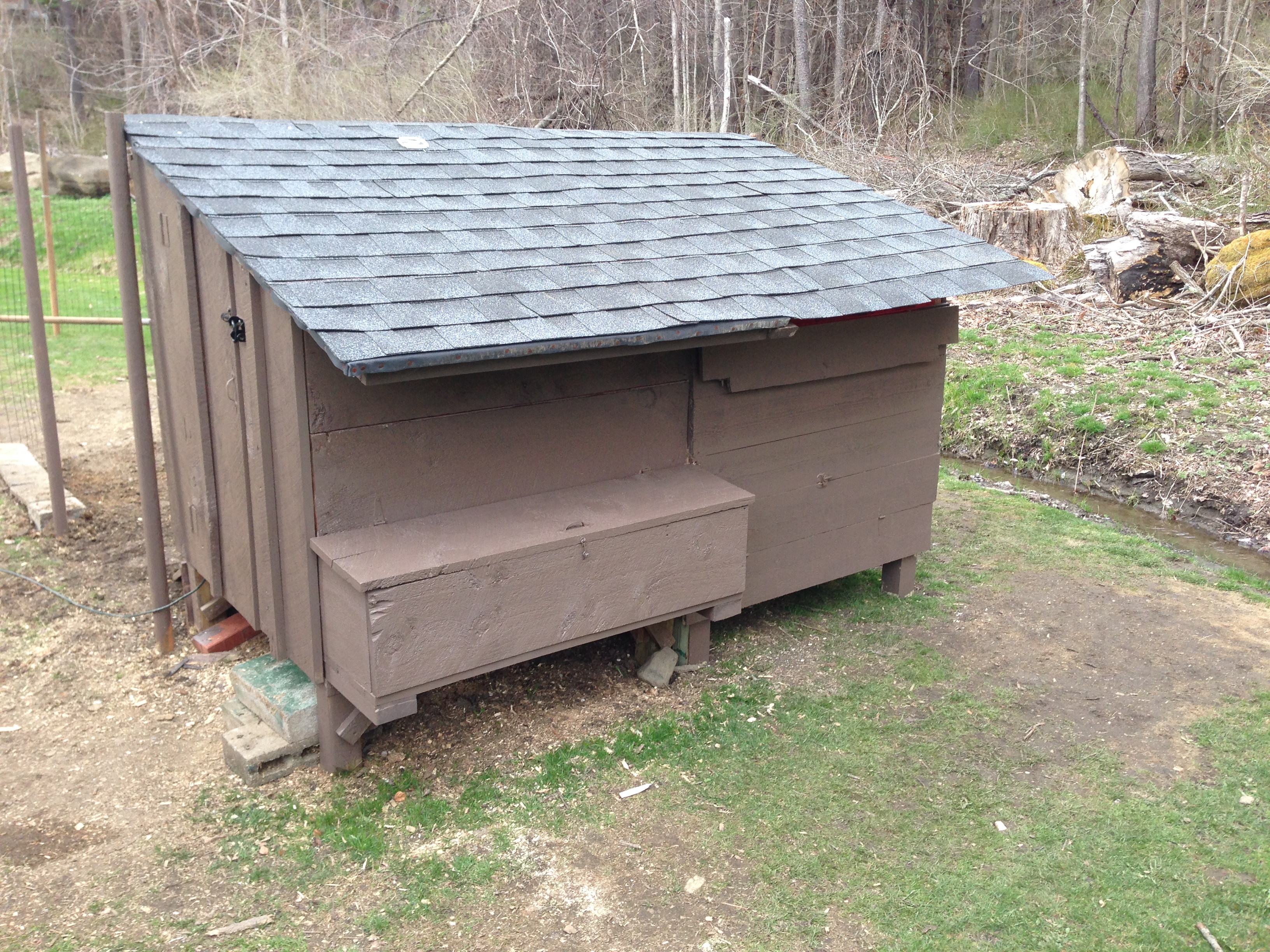 We added a new roof to both the existing coop and the addition.  The materials were only $30 at HD.  It was my first time roofing but I think it came out pretty good. It also makes it look like the addition was part of the initial design.