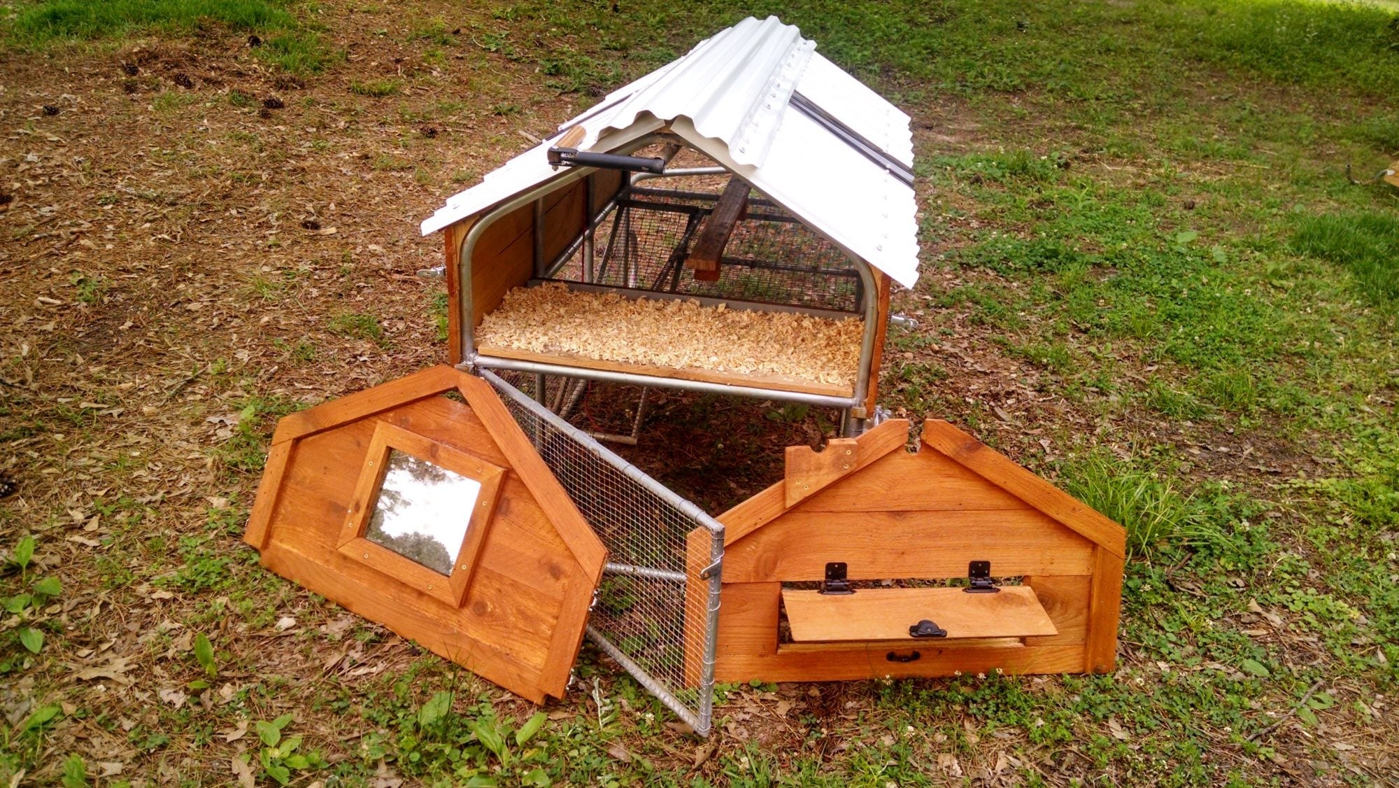 Welded galvanized steel tubing frame chicken tractor BackYard