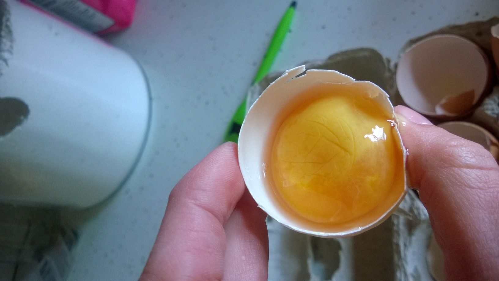 Rotten egg? What's up with this huge, weird-looking yolk?