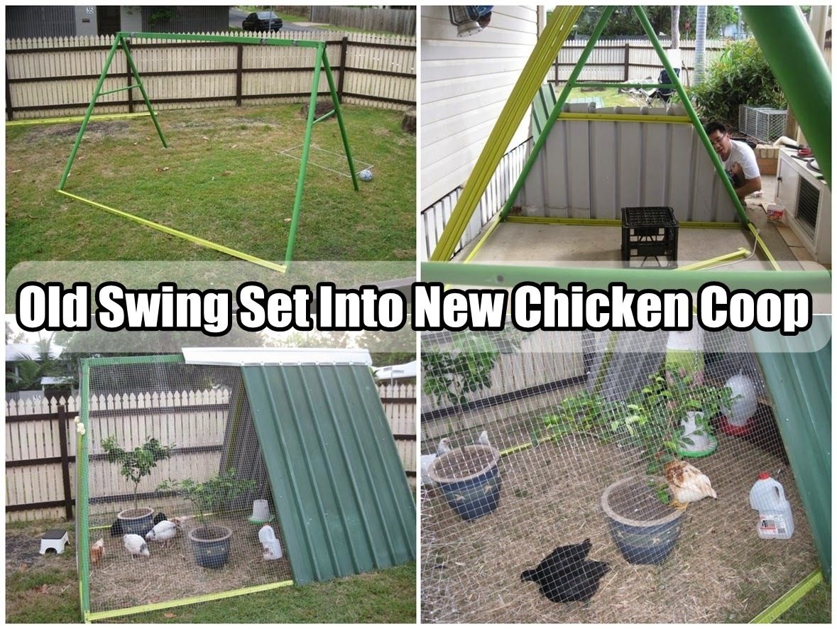 Upcycled Recycled Coops Swing Set Frames Trampoline Frames
