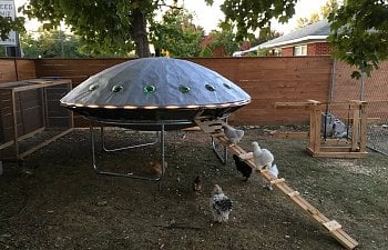 A UFO Chicken Spaceship Coop that is Out of This World