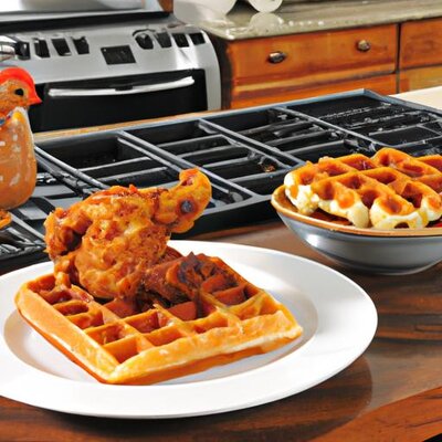 A chicken baking breakfast waffles in a kitchen (1).jpg