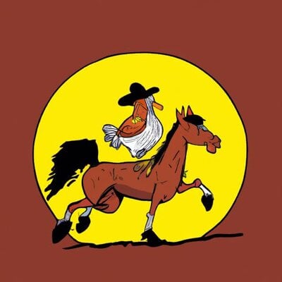 A cowboy chicken riding on a horse, off into the sunset (1).jpg