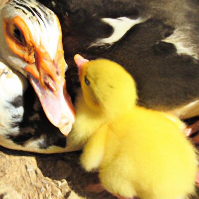 A realistic photo of a duckling and a chick snuggling together (1).jpg