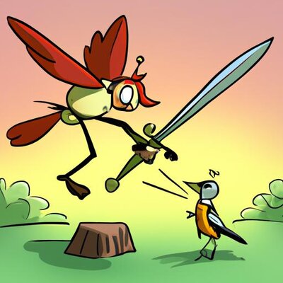A sword fight between The Birb King and an ant (1).jpg