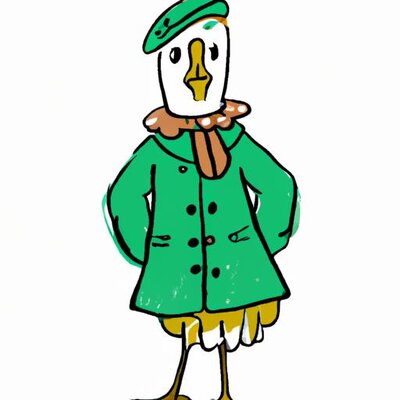 A chicken wearing a beret and a green coat (1).jpg