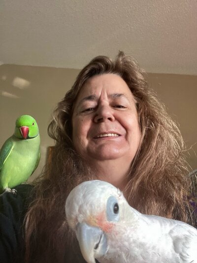 me and my best birds Lisa and Kermit.jpg