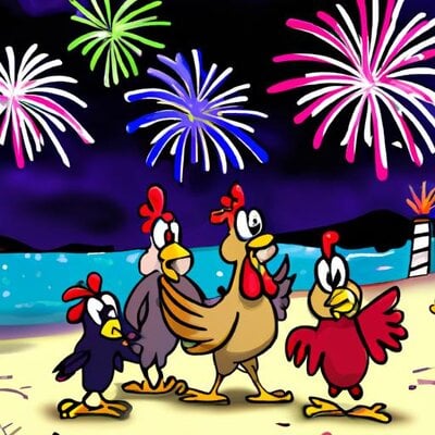 A chicken family at the beach enjoying July 4 fireworks in Pixar style (1).jpg