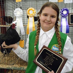 My Daughter Cheyenne and her B Blk Co W/ prizes- It was her first show and she won BB BV Class Etc. Plus 1st in Jr Showmanship &Skillathon.