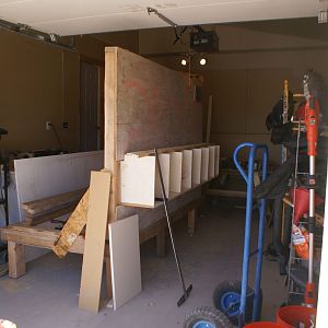 We moved it into our garage, because of the wind.We started on the nest boxes.