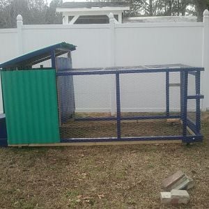 This is the chicken tractor my son built for our first set of laying hens.