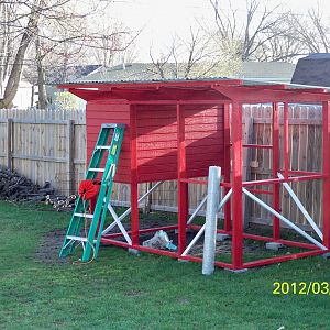This our coop, we still have a few things to do.  Add hardware cloth and some latches.