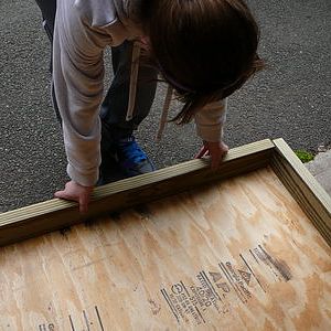 Laying the 2x4's in place prior to screwing togther