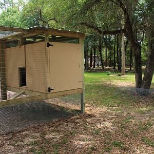 04-16-12 022.JPG This is our coop/run. Surrounded by 1"x2" welded wire on sides, top, and buried 18" down and out 12" underground around entire perimeter.. Re-enforced on lower sides with hardware cloth over wire.