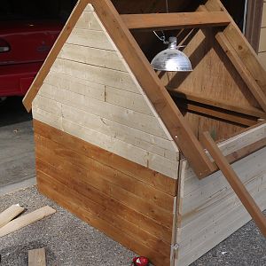Time for siding.  I used 1x4 firing.  Thought it would be a little bit cheaper and look nicer than buying 4x8 sheets of pine siding.
