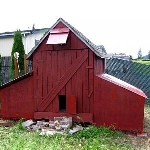 We finished our coop, now it looks like the antique barn on my Taylor Grandparents grain farm North of Eugene, Oregon off River Road, Where I was raised.