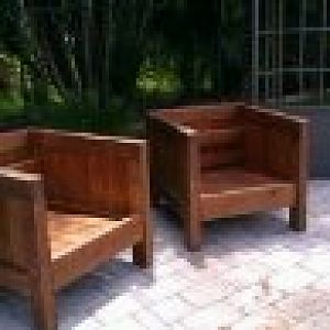hardwood outdoor chairs = chicken coop for 6