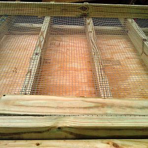 1/2 wire cloth stapled on the inside of the roof tresses and headers
