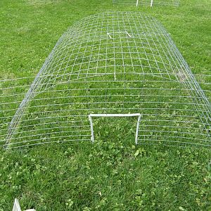 Foam filled 3/8" clear plastic tubing around wires cut for chicken opening