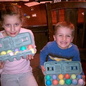 Kids with easter eggs