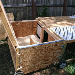 Here is the original cage with the coop add-on. The roof fold back so I can get in to clean