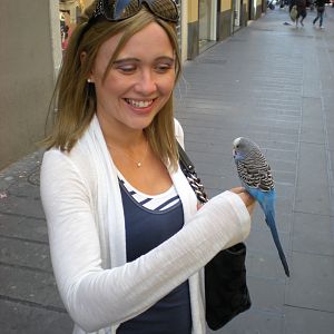 Even on vacation in Italy I find a bird to play with. My husband calls me the crazy bird lady. I don't mind :)