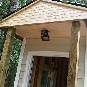 Porch light with motion detection is now in and the porch ceiling too