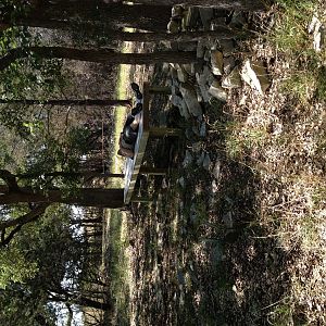 Dad putting the bottom frame outside