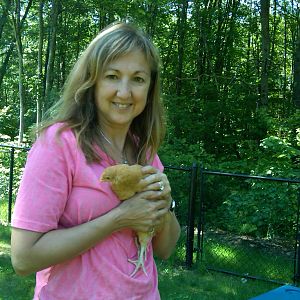 Me and Bonnie ......... 8 week old Buff Orpington ........ she is so sweet.