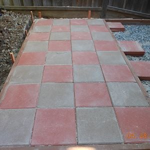 The pavers are finished.  Looks great.  Now just need to form up the other side and pour concrete foundation.  Decided to make inside of run 8' deep.