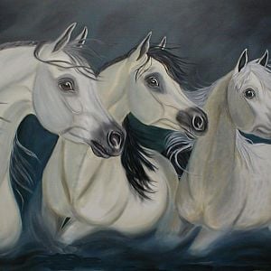 One of my favorite and largest canvas oil paintings of Arabians.