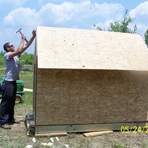 Putting the finishing touches on the coop
