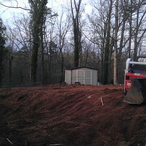 Grading my yard for the new chickens and garden.