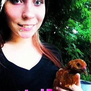 This is my gf with Rusty as a pullet.