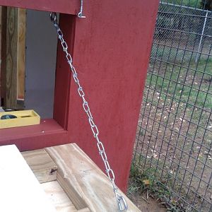 The chain and latch for the "egg door"