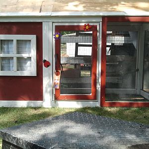 The Banty Shanty home of Pen (white leg horn), and Anna (silver laced wyandotte.