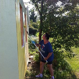 Painting painting painting....... luckily I did my homework on the website and learned to go buy the Oops paint at the hardware stores. Most of my paint was oops with the exception of the red. The other colors I  mixed together to create the colors I wanted